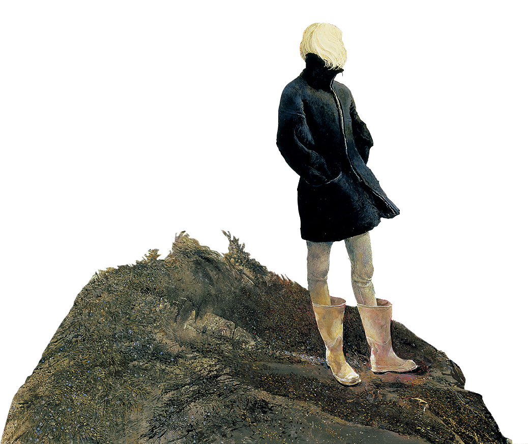 wierd person standing on edge of rock